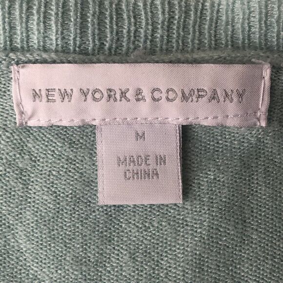 New York & Company Womens Knit Sweater Blue Cardigan Buttons Medium - Picture 3 of 16